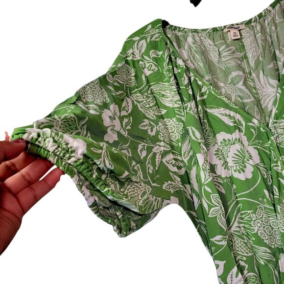 Goodthreads Women's Fluid Twill Wrap Midi Dress Green/White Floral Size XX-Large - Picture 6 of 14